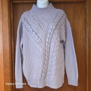 NWOT Simply Very lavender, mock turtle neck, thick knit sweater sz L